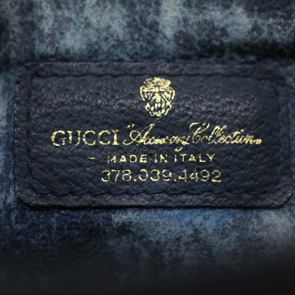 GUCCI GG Canvas Pouch PVC Leather Gray Navy 3780394492 yk4798