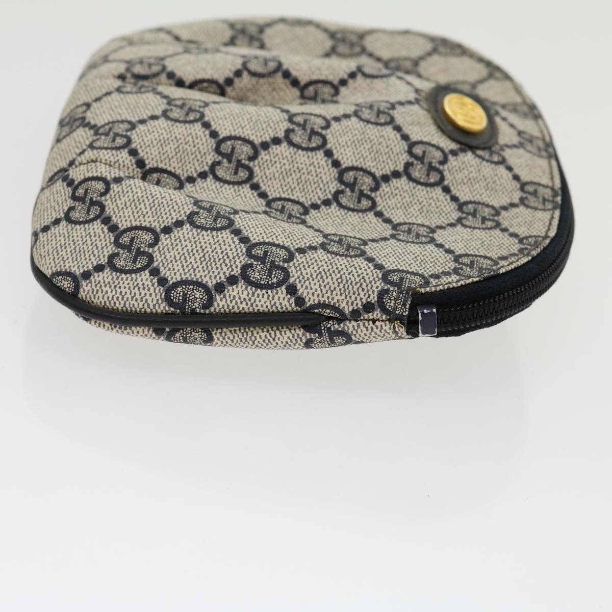 GUCCI GG Canvas Pouch PVC Leather Gray Navy 3780394492 yk4798