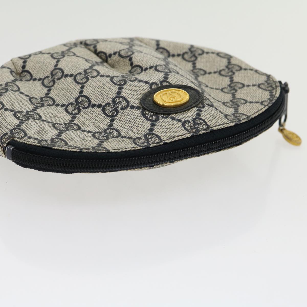 GUCCI GG Canvas Pouch PVC Leather Gray Navy 3780394492 yk4798