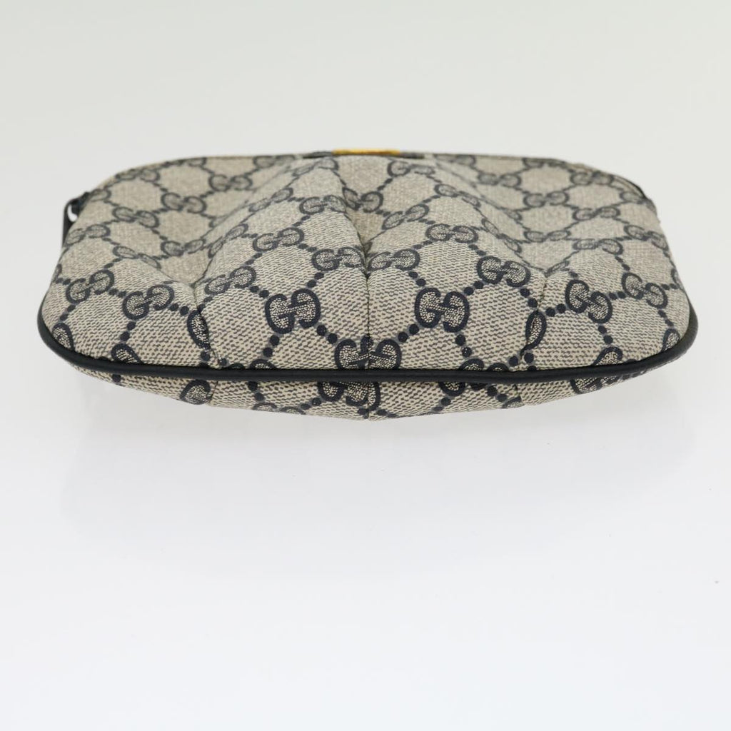 GUCCI GG Canvas Pouch PVC Leather Gray Navy 3780394492 yk4798