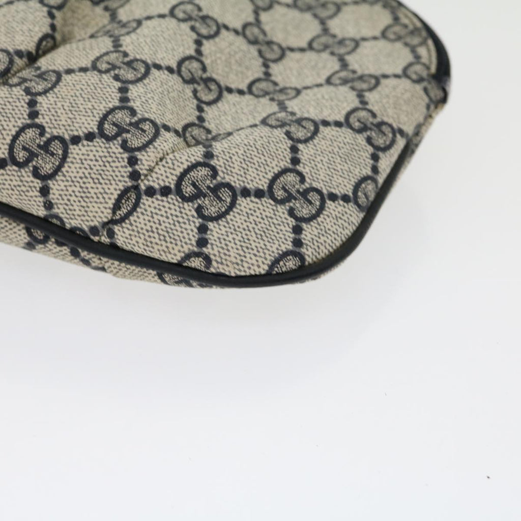 GUCCI GG Canvas Pouch PVC Leather Gray Navy 3780394492 yk4798