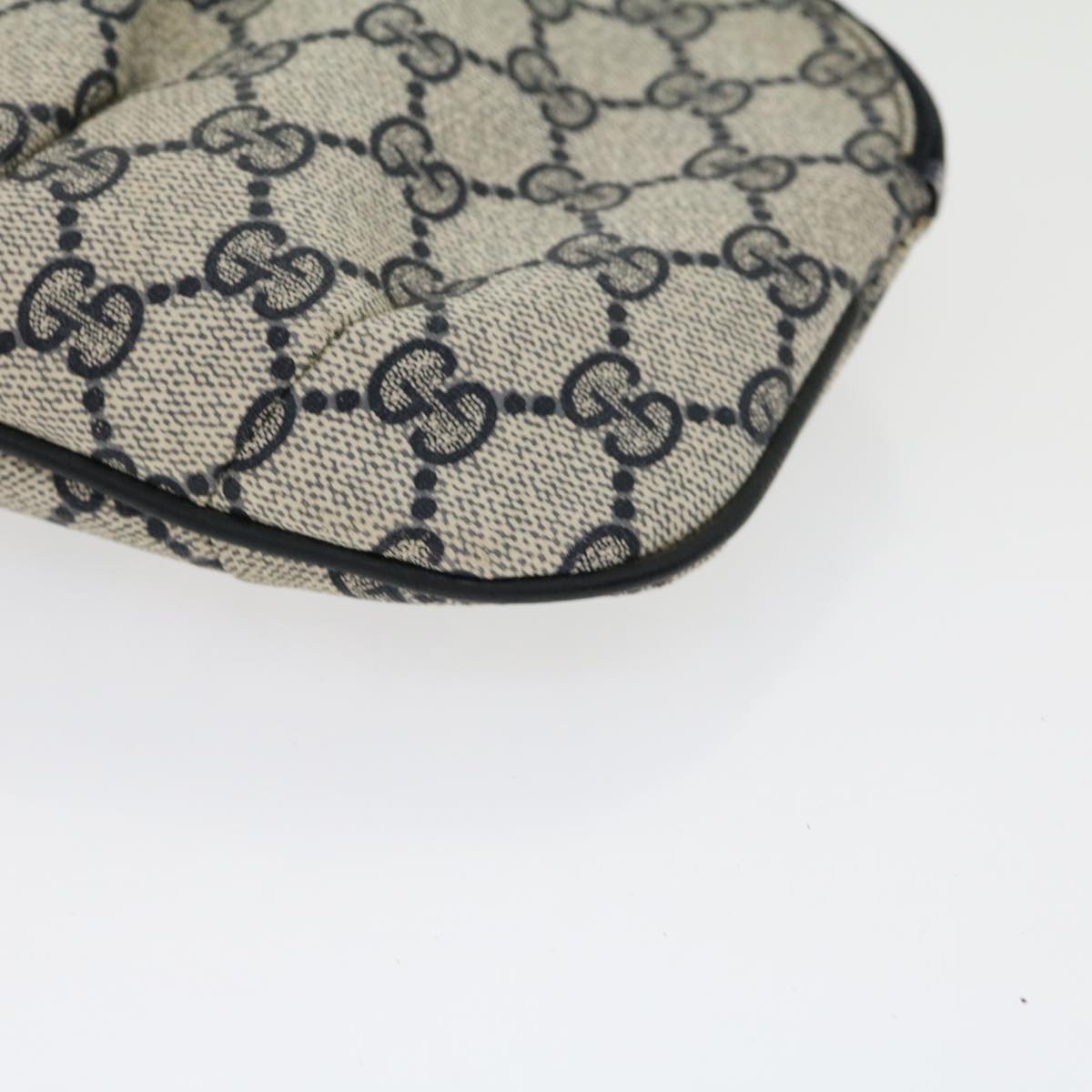 GUCCI GG Canvas Pouch PVC Leather Gray Navy 3780394492 yk4798