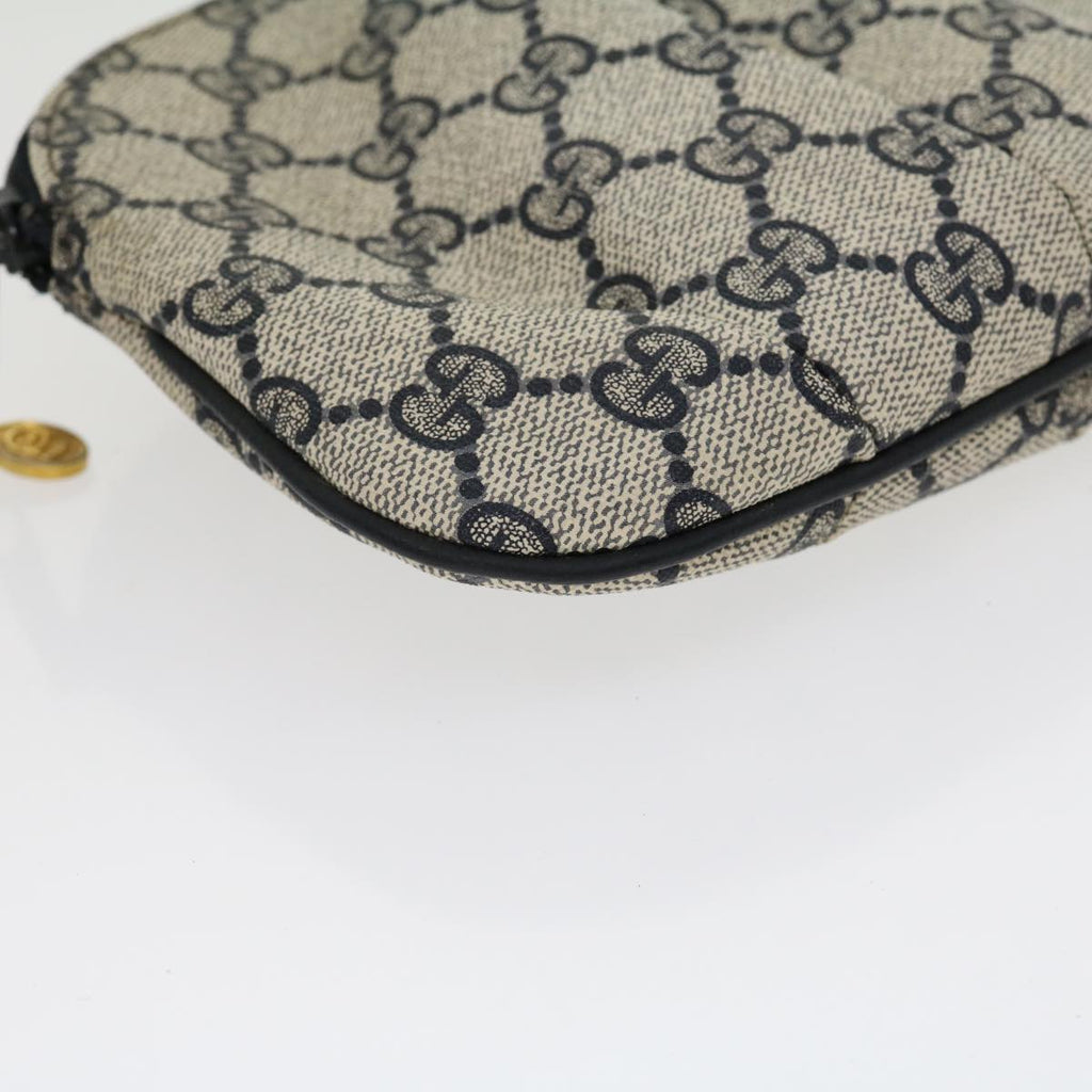 GUCCI GG Canvas Pouch PVC Leather Gray Navy 3780394492 yk4798