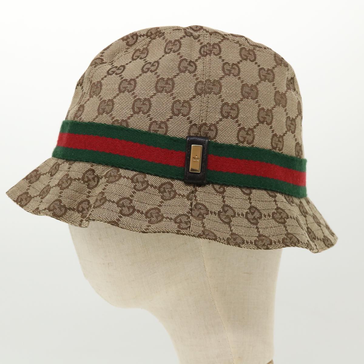 GUCCI Web Sherry Line GG Canvas Hat Beige Green Red yk4943
