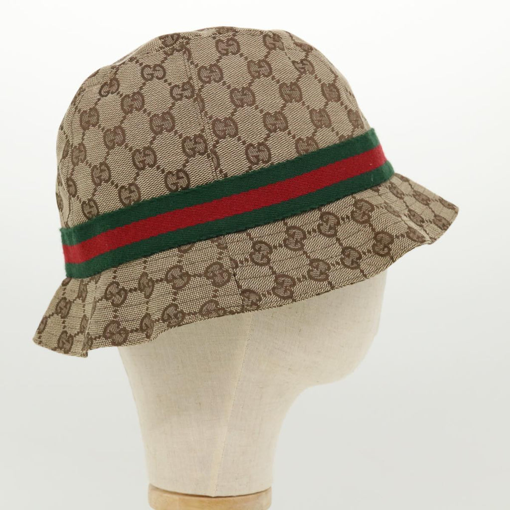 GUCCI Web Sherry Line GG Canvas Hat Beige Green Red yk4943