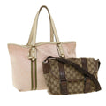 GUCCI GG Canvas Sherry Line Shoulder Bag 2Set Pink Beige