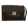 FENDI Zucca Canvas Clutch Bag Brown yk5039