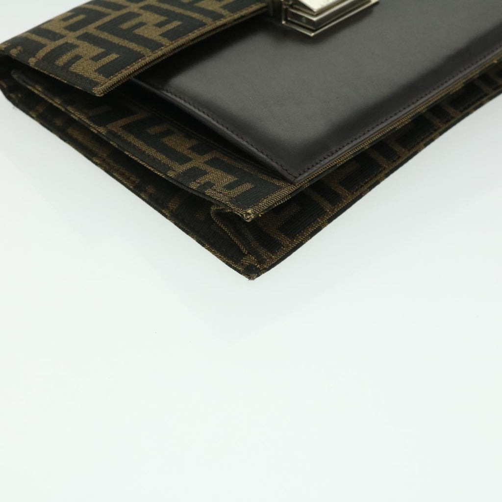 FENDI Zucca Canvas Clutch Bag Brown yk5039