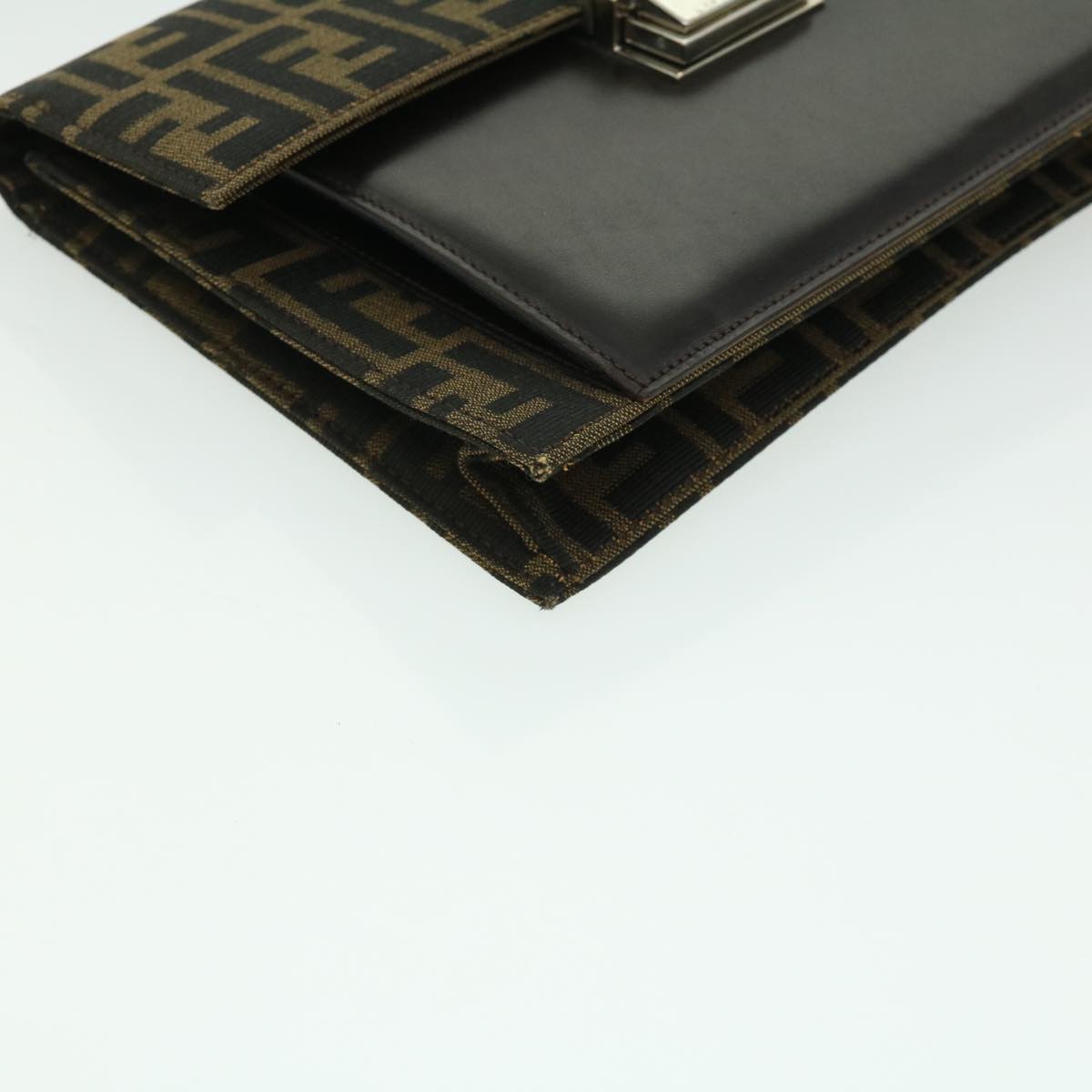 FENDI Zucca Canvas Clutch Bag Brown yk5039