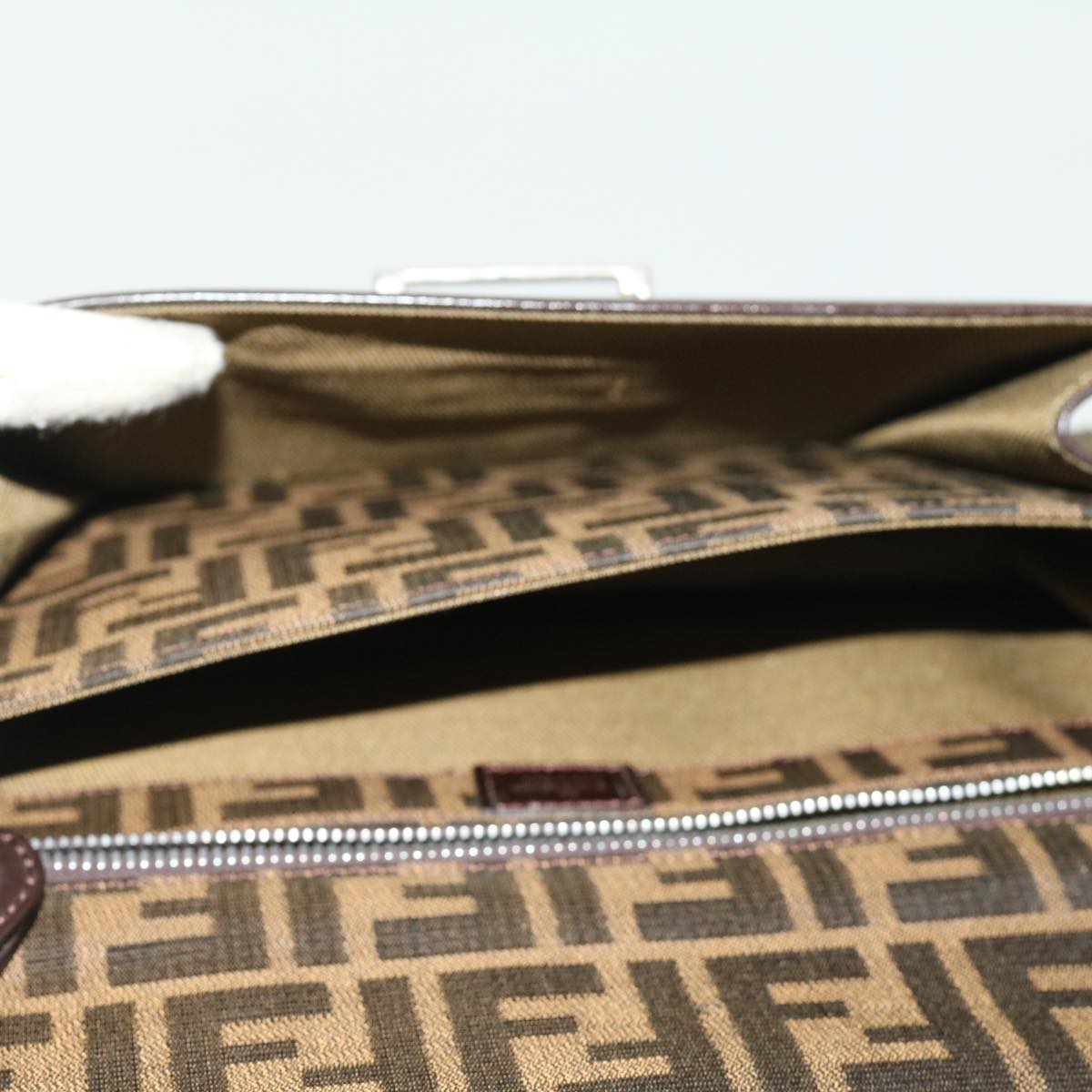 FENDI Zucca Canvas Clutch Bag Brown yk5039