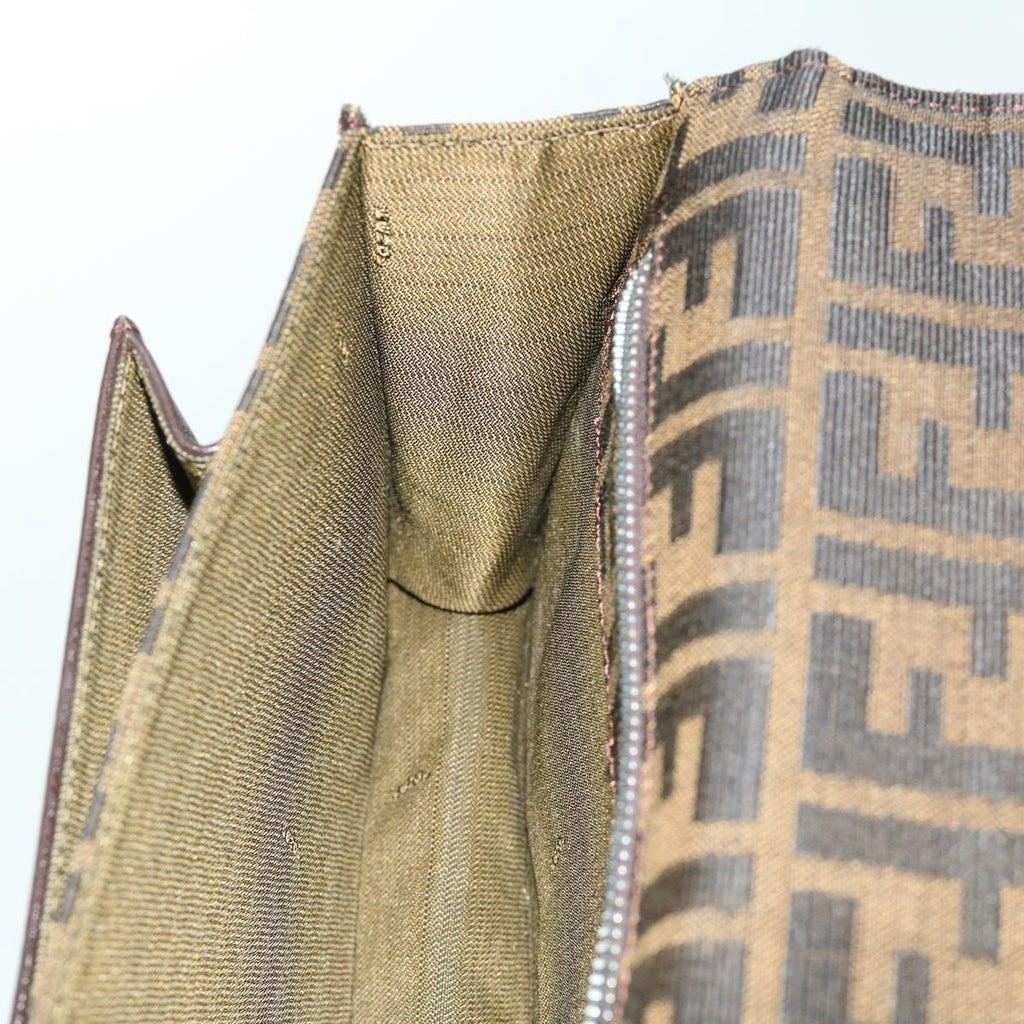 FENDI Zucca Canvas Clutch Bag Brown yk5039