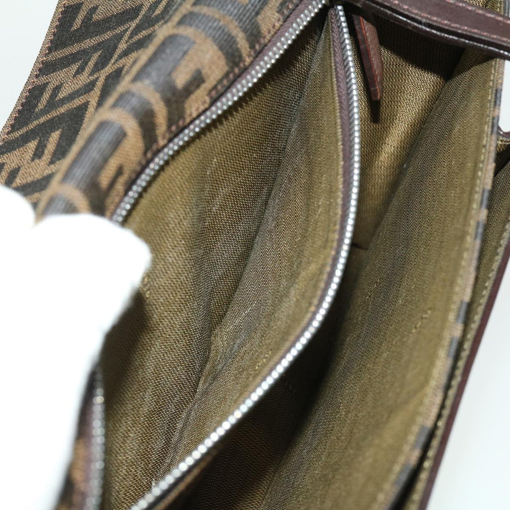 FENDI Zucca Canvas Clutch Bag Brown yk5039
