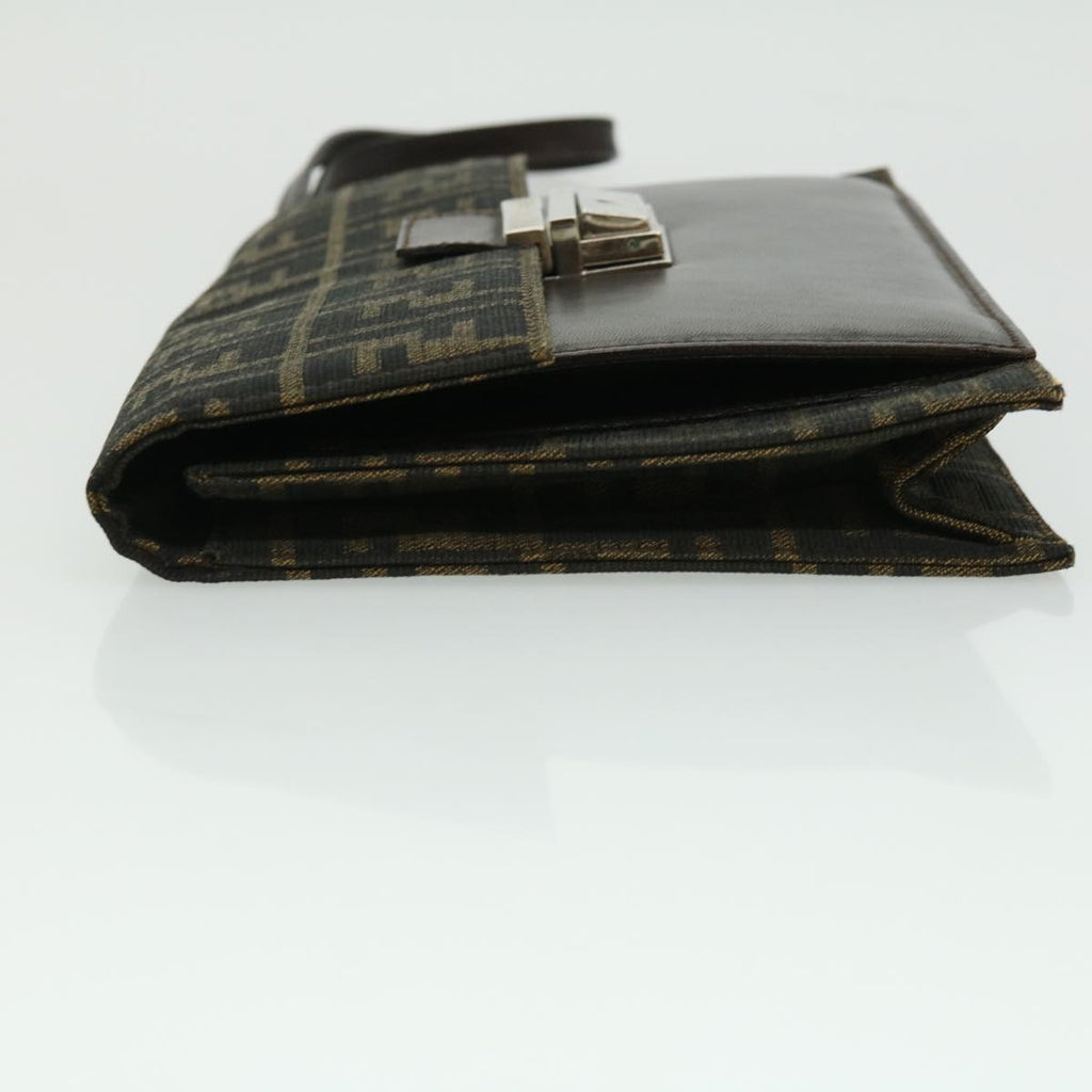 FENDI Zucca Canvas Clutch Bag Brown yk5039