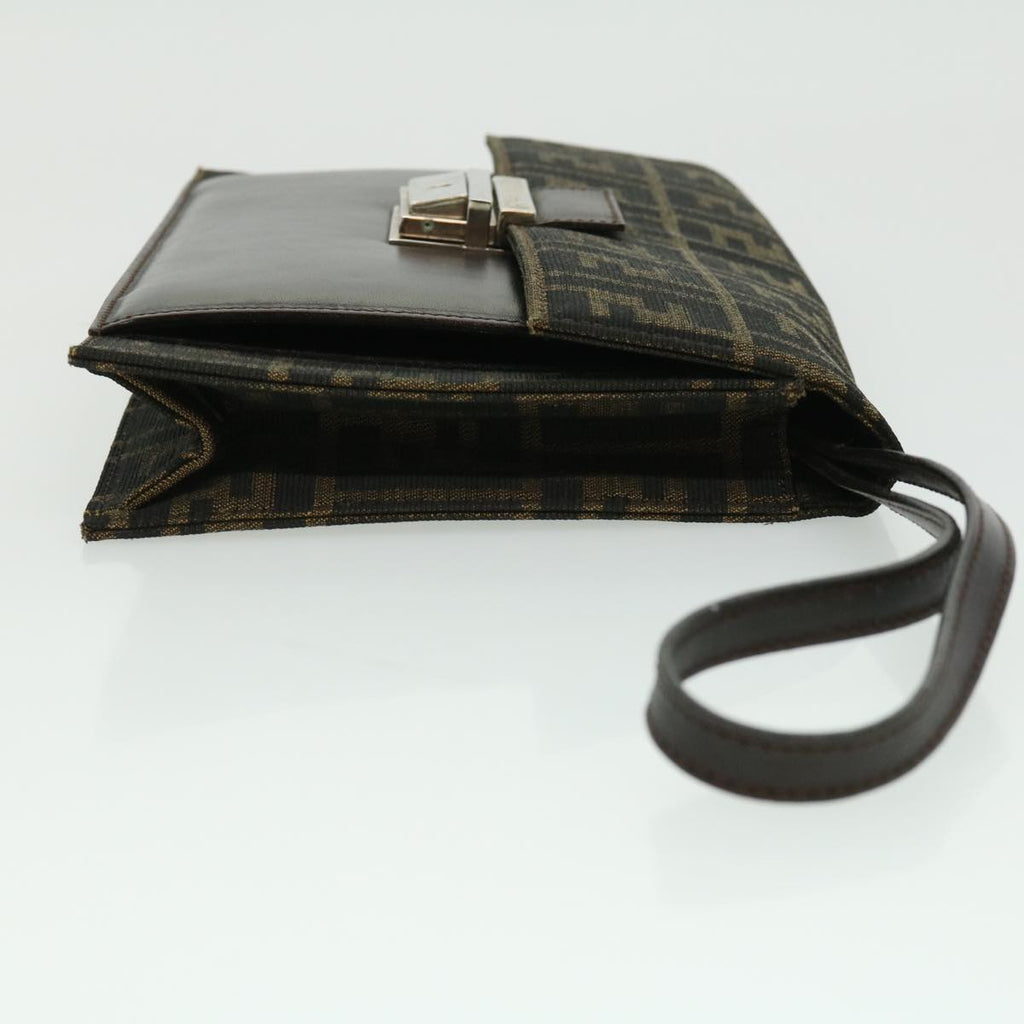 FENDI Zucca Canvas Clutch Bag Brown yk5039