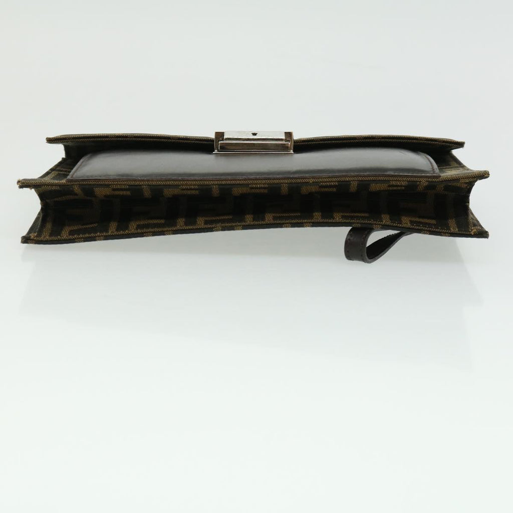 FENDI Zucca Canvas Clutch Bag Brown yk5039