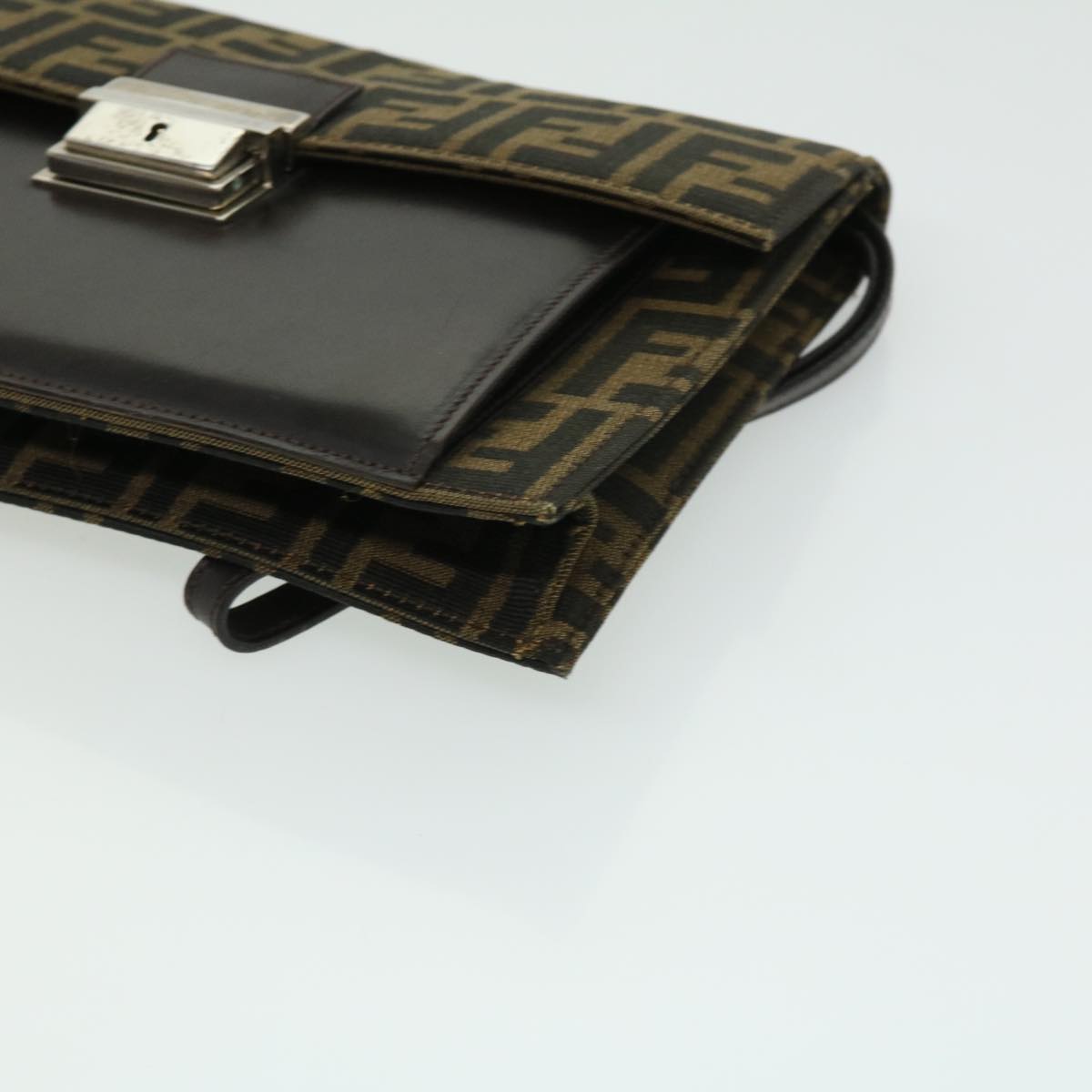 FENDI Zucca Canvas Clutch Bag Brown yk5039