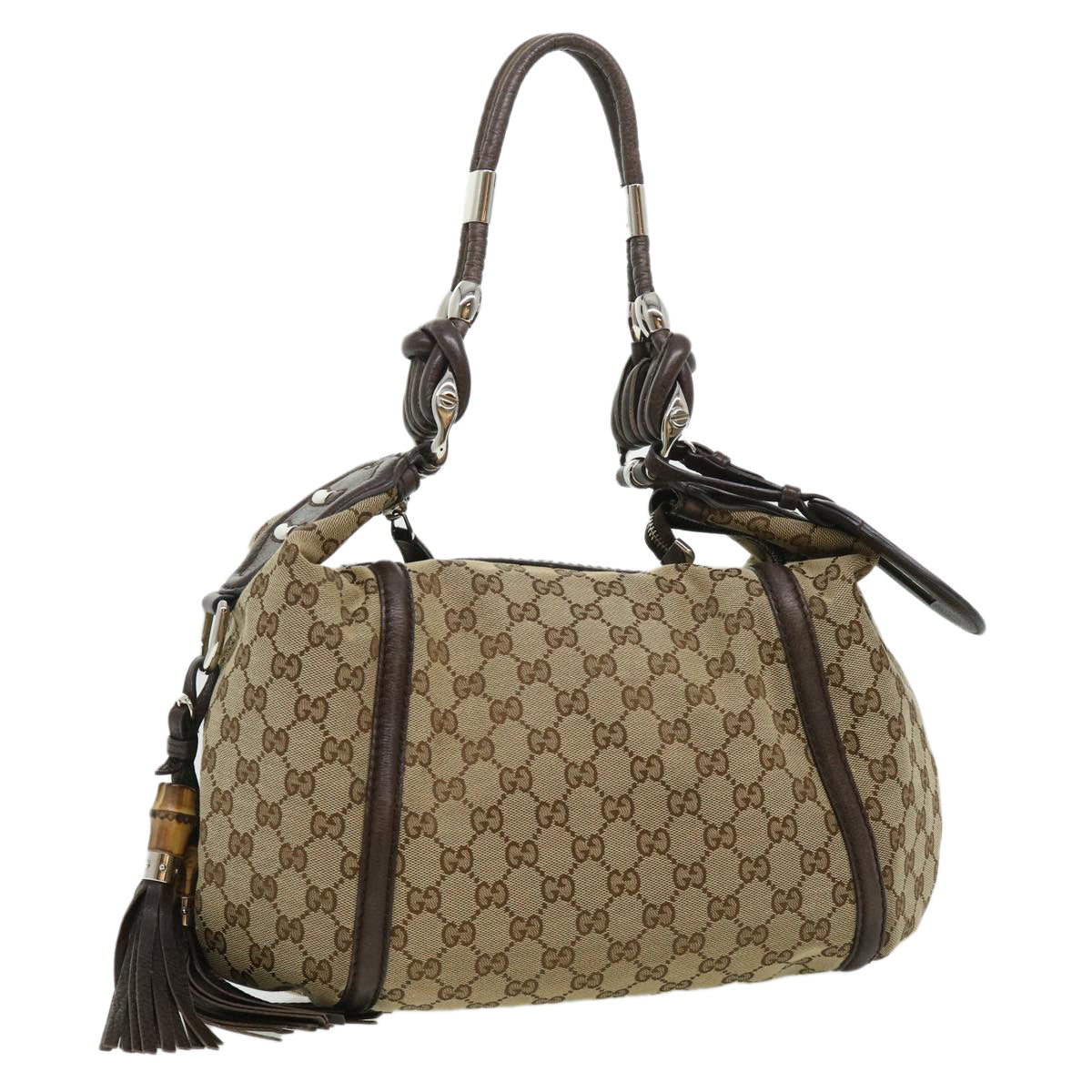 GUCCI GG Canvas Fringe Shoulder Bag Beige 240261002058 yk5054