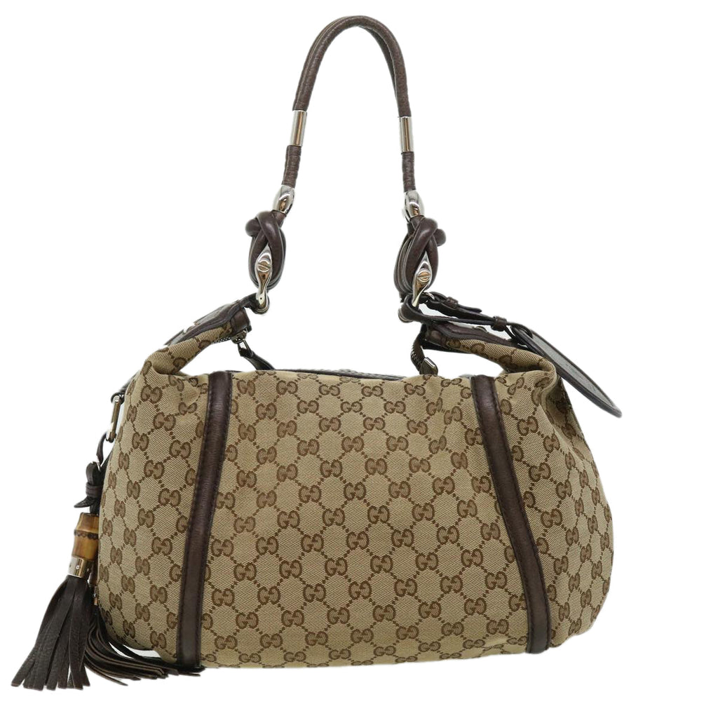 GUCCI GG Canvas Fringe Shoulder Bag Beige 240261002058 yk5054