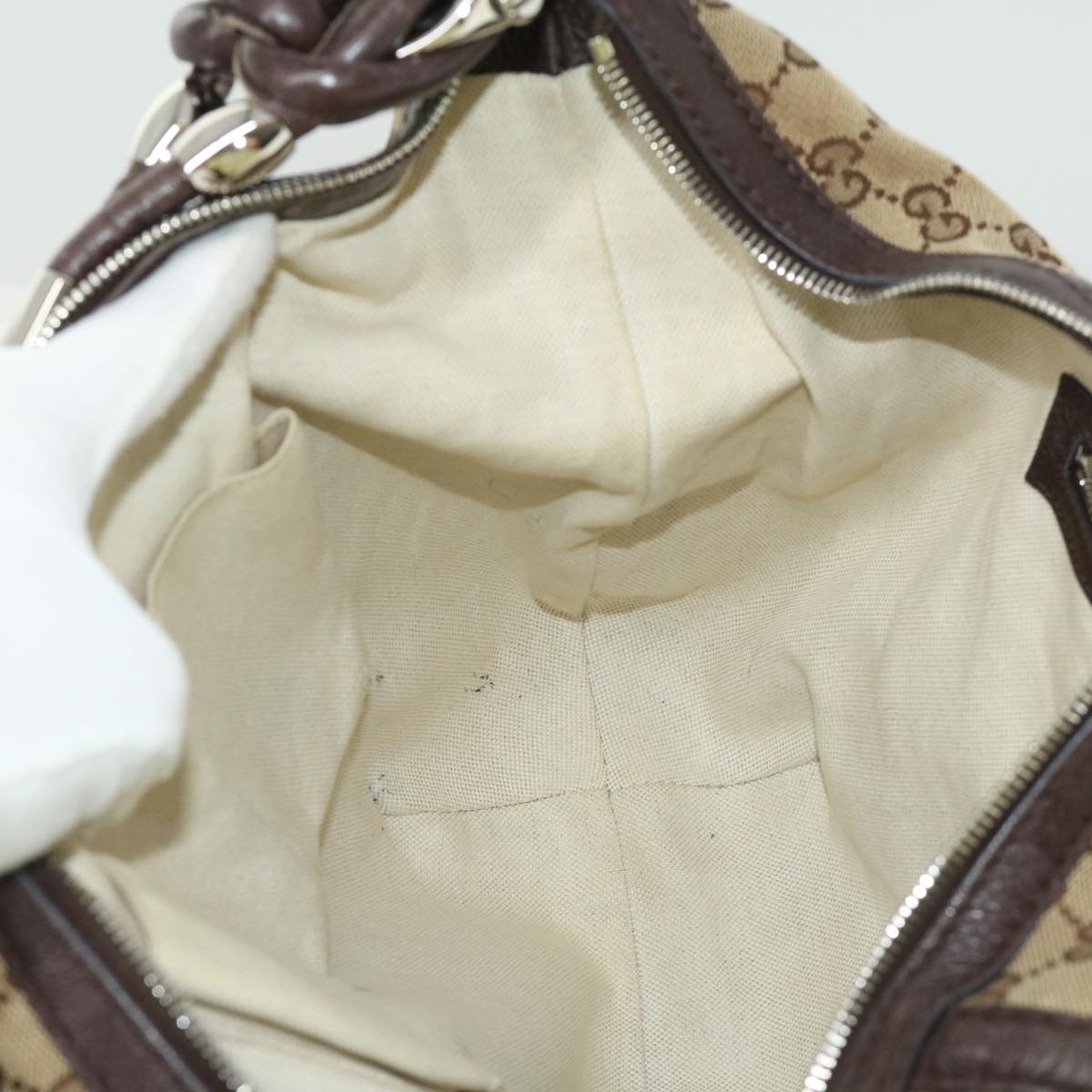 GUCCI GG Canvas Fringe Shoulder Bag Beige 240261002058 yk5054