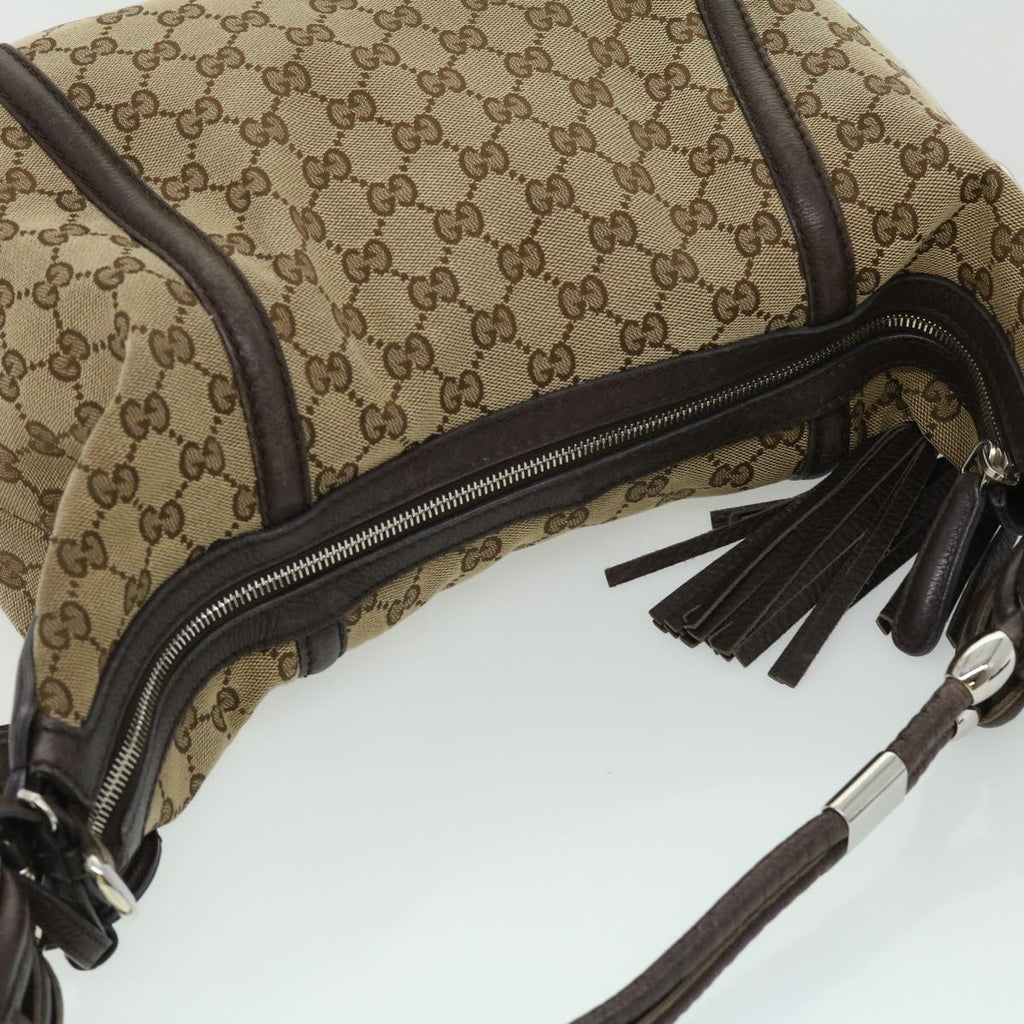 GUCCI GG Canvas Fringe Shoulder Bag Beige 240261002058 yk5054