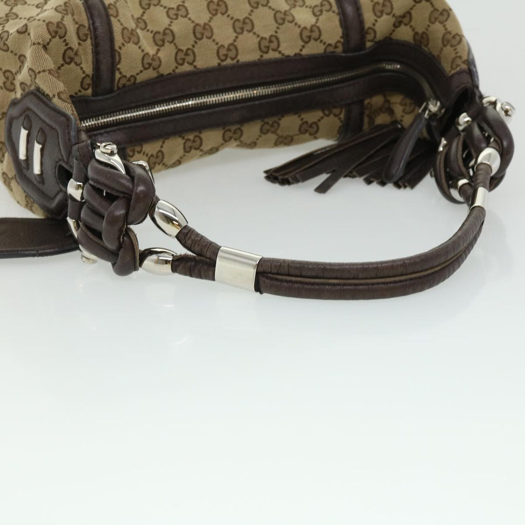 GUCCI GG Canvas Fringe Shoulder Bag Beige 240261002058 yk5054