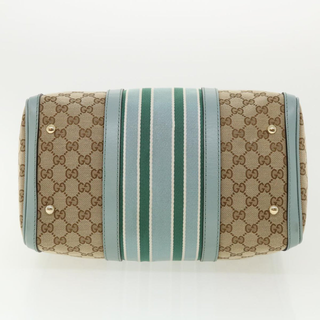 GUCCI GG Canvas Boston Bag 2way Beige Blue 247205525040 yk5123A