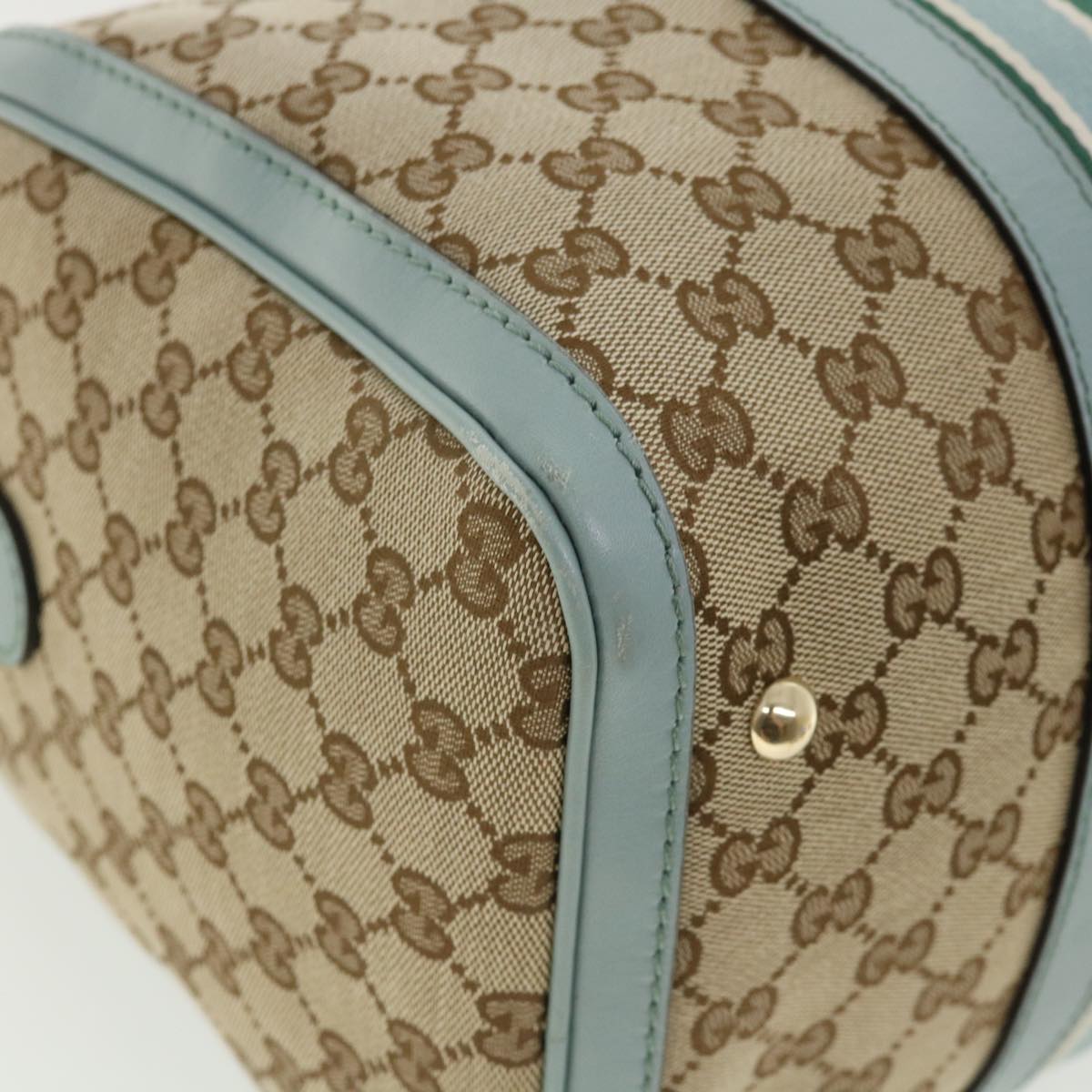 GUCCI GG Canvas Boston Bag 2way Beige Blue 247205525040 yk5123A
