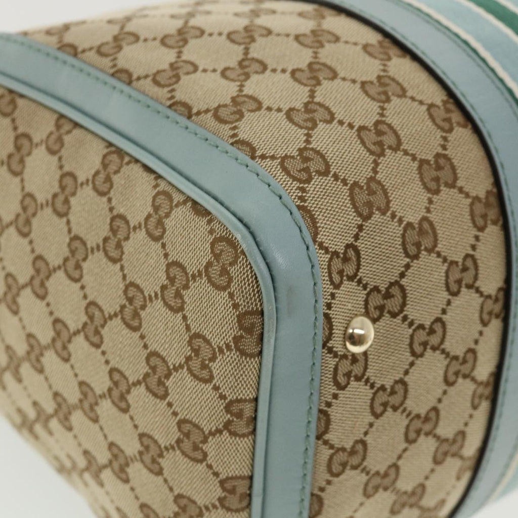 GUCCI GG Canvas Boston Bag 2way Beige Blue 247205525040 yk5123A