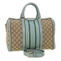 GUCCI GG Canvas Boston Bag 2way Beige Blue 247205525040 yk5123A