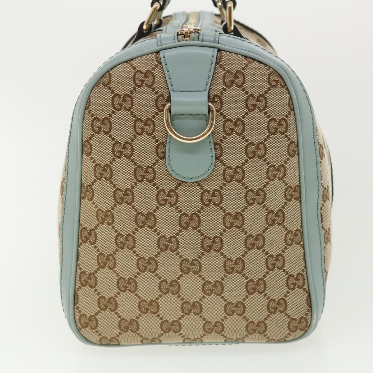 GUCCI GG Canvas Boston Bag 2way Beige Blue 247205525040 yk5123A