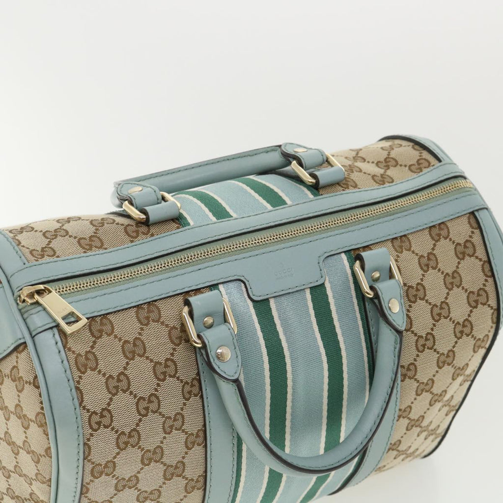 GUCCI GG Canvas Boston Bag 2way Beige Blue 247205525040 yk5123A