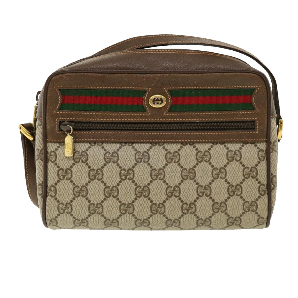 GUCCI GG Canvas Web Sherry Line Shoulder Bag Beige Red Green yk5362