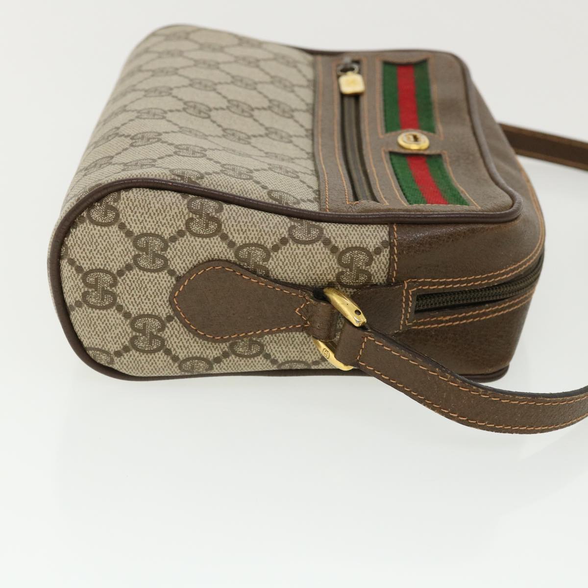 GUCCI GG Canvas Web Sherry Line Shoulder Bag Beige Red Green yk5362