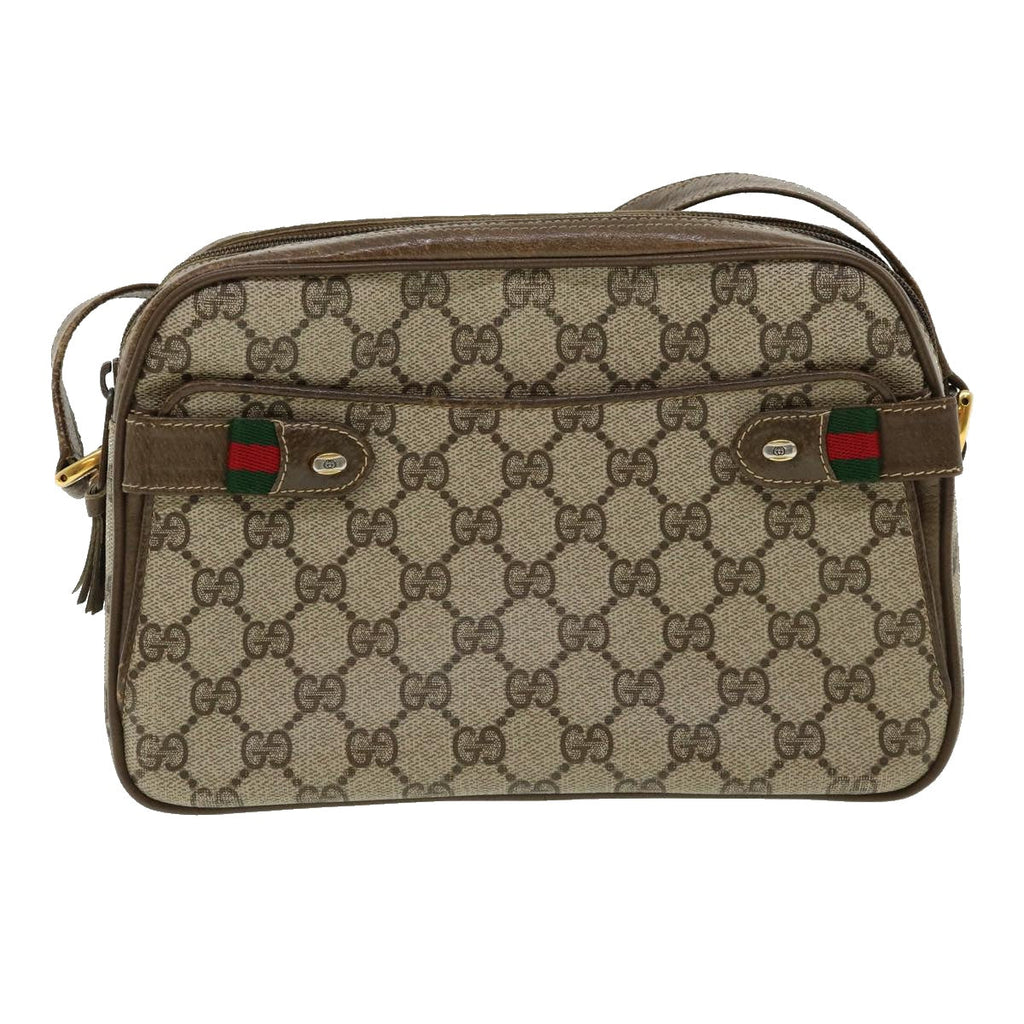 GUCCI GG Canvas Web Sherry Line Shoulder Bag Beige Red Green yk5378