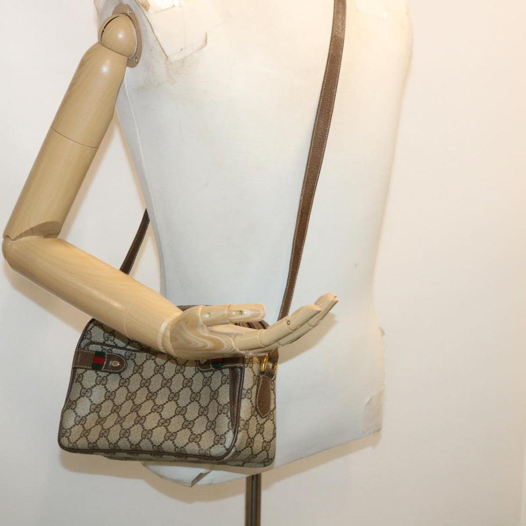 GUCCI GG Canvas Web Sherry Line Shoulder Bag Beige Red Green yk5378