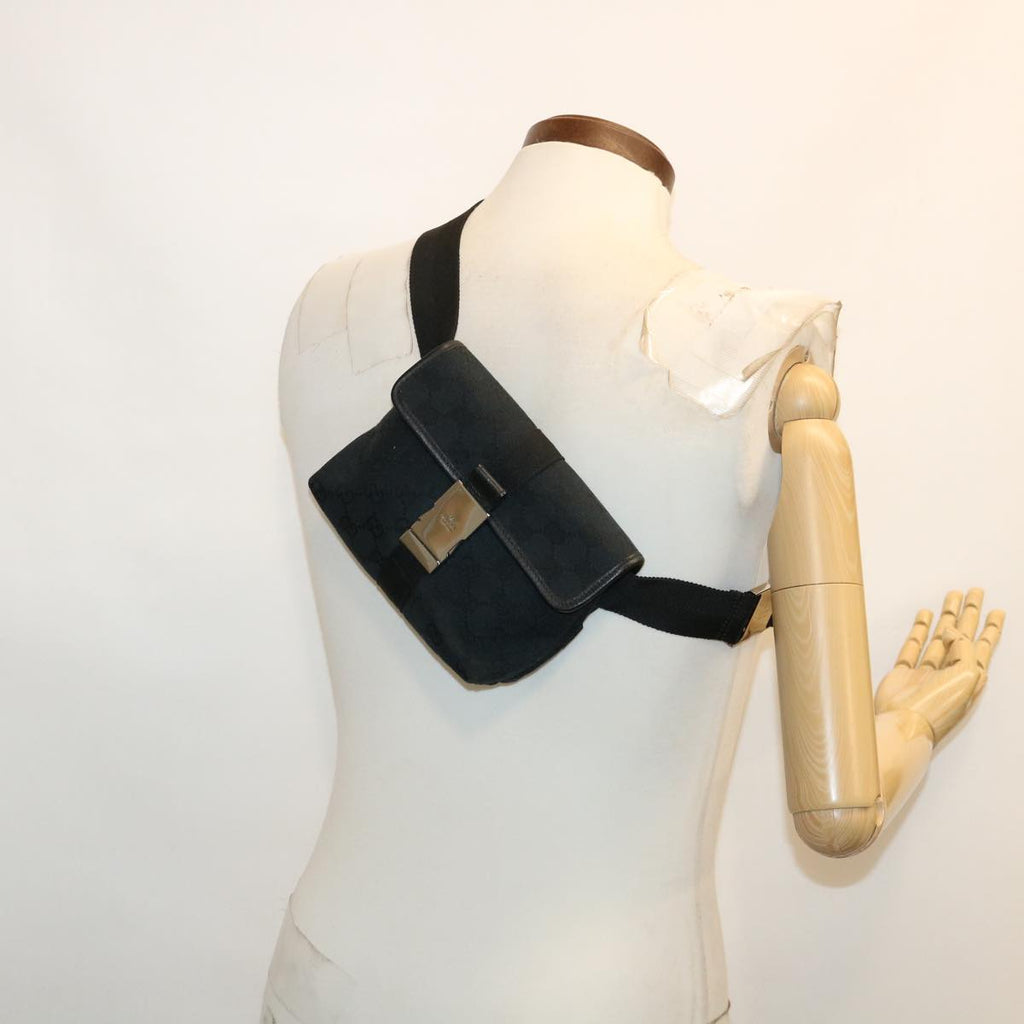 GUCCI GG Canvas Waist Bag Black yk5537