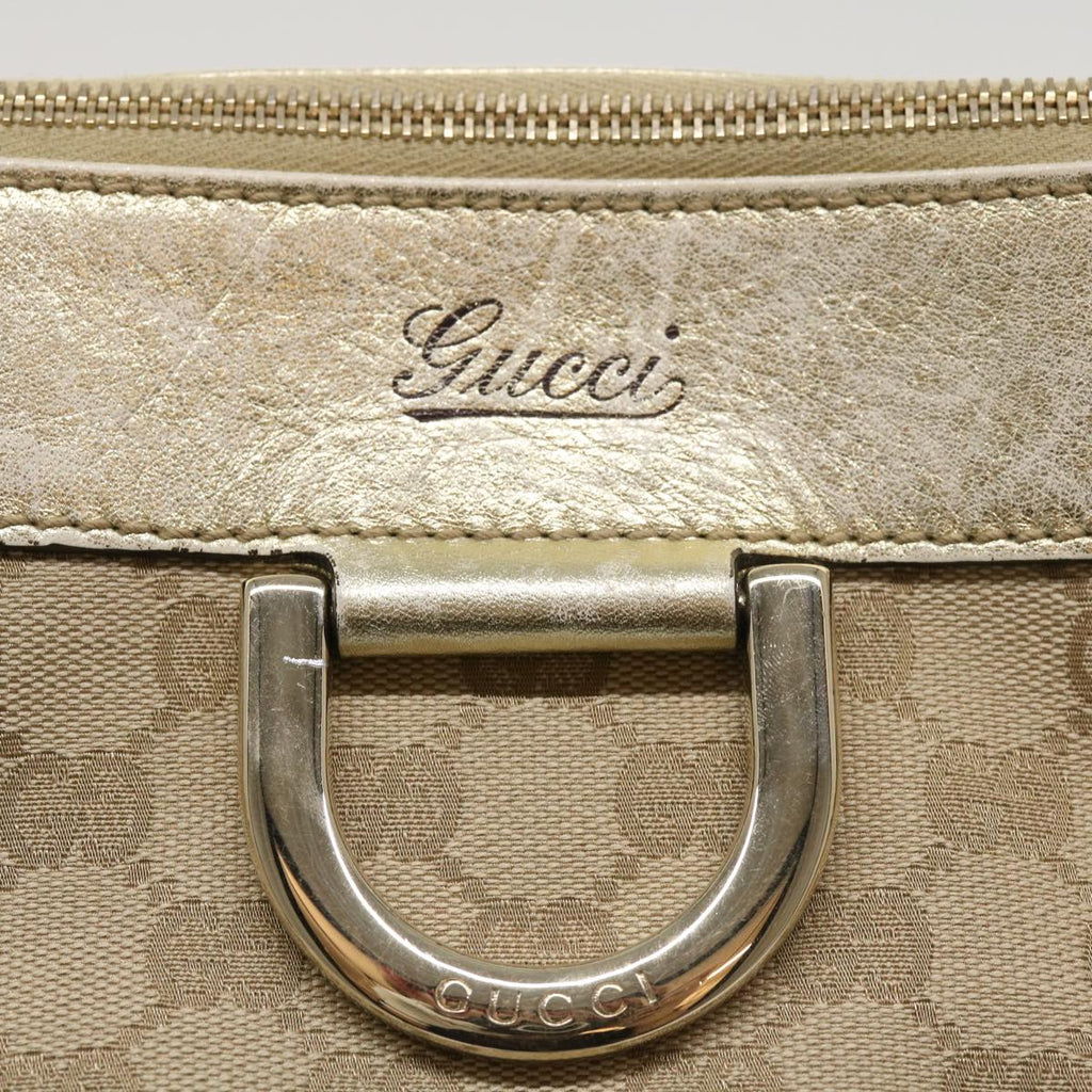 GUCCI GG Canvas Abbey Tote Bag Beige Champagne Gold 189831 yk5652