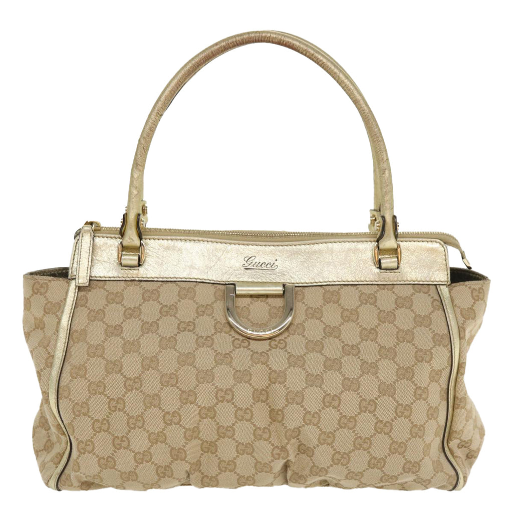 GUCCI GG Canvas Abbey Tote Bag Beige Champagne Gold 189831 yk5652