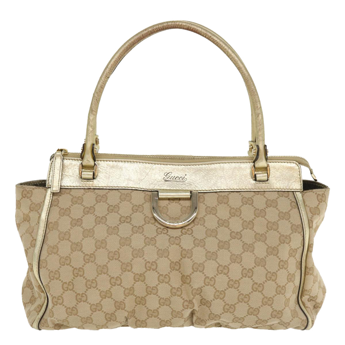 GUCCI GG Canvas Abbey Tote Bag Beige Champagne Gold 189831 yk5652