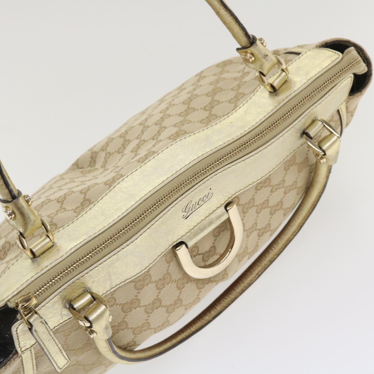 GUCCI GG Canvas Abbey Tote Bag Beige Champagne Gold 189831 yk5652
