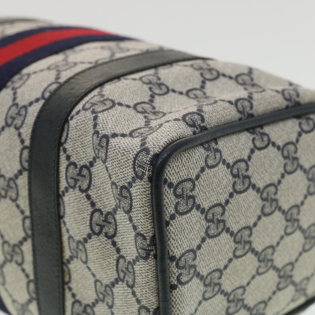 GUCCI Sherry Line GG Canvas Boston Bag PVC Leather Navy Red yk5679B