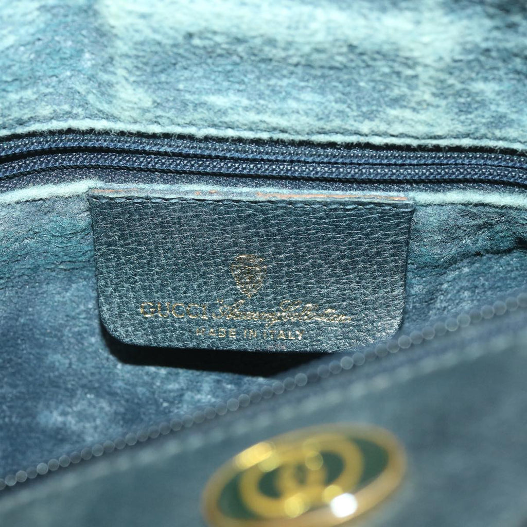 GUCCI Sherry Line GG Canvas Boston Bag PVC Leather Navy Red yk5679B