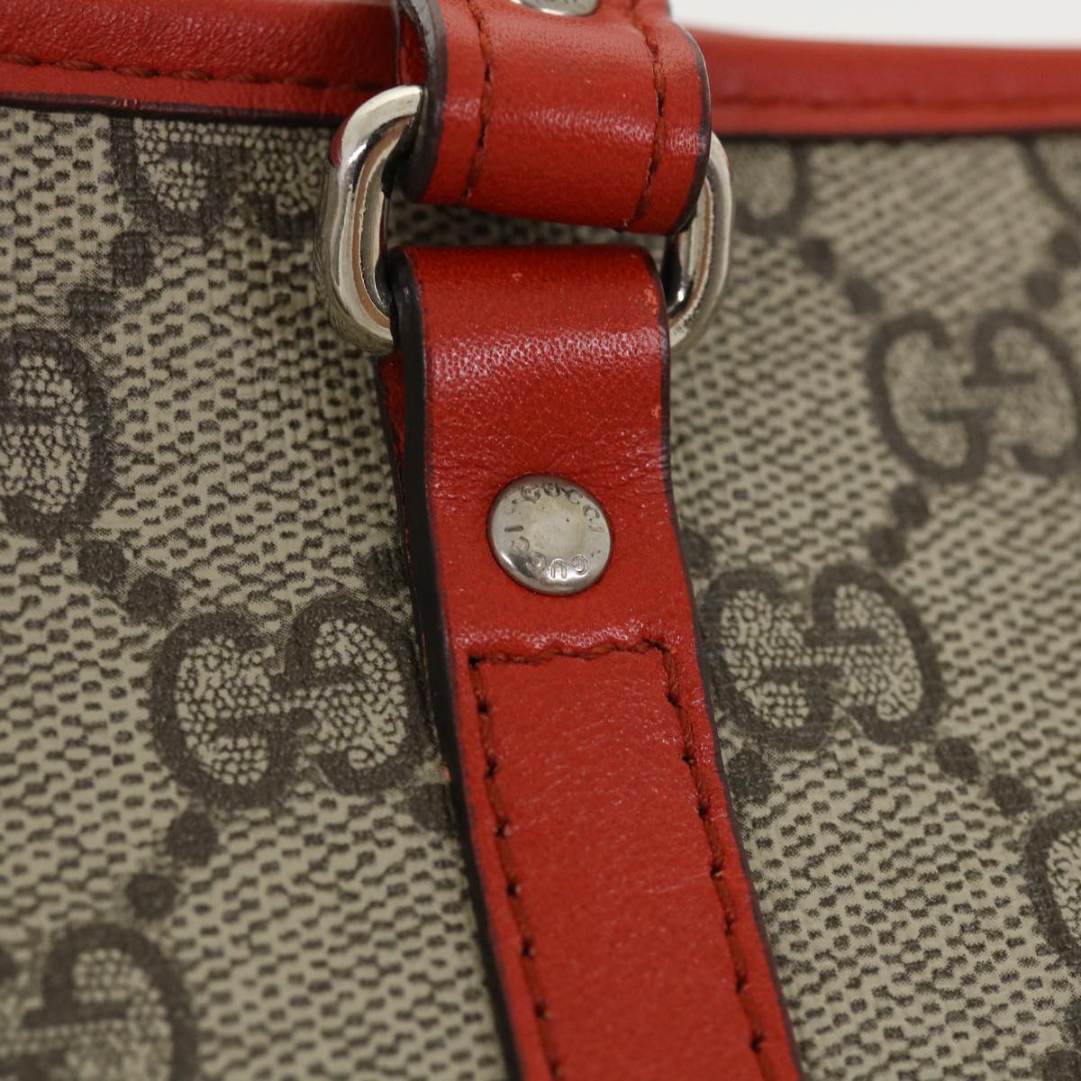 GUCCI GG Canvas Hand Bag Beige Red 297557 yk5735