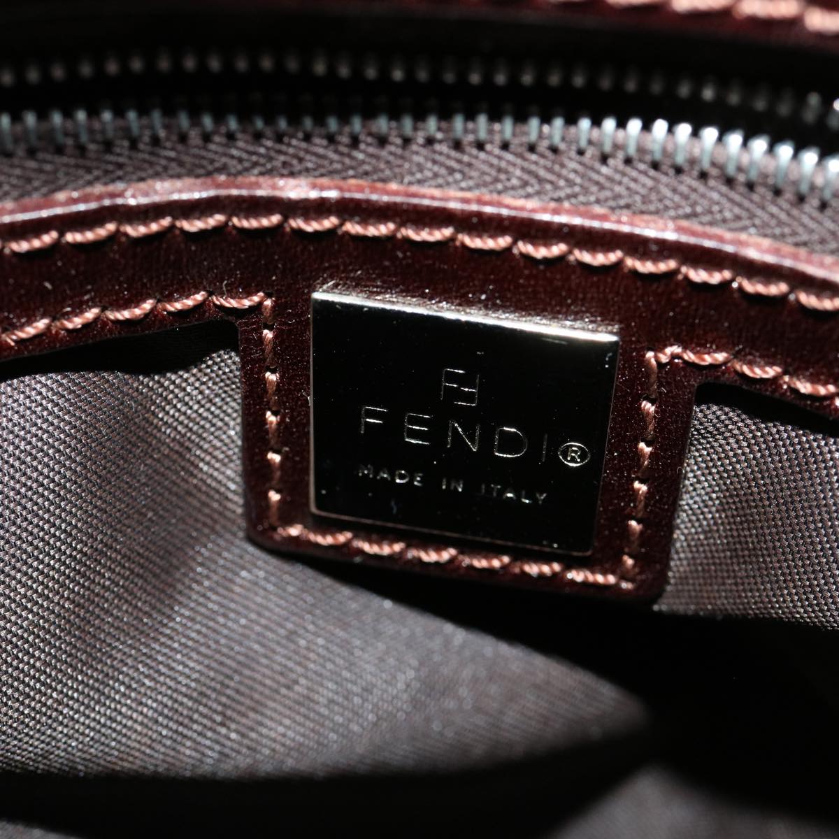 FENDI Zucca Canvas Shoulder Bag Cylindrical Brown Black yk5779