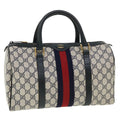 GUCCI GG Canvas Sherry Line Boston Bag Gray Red Navy 010.378... yk5821B