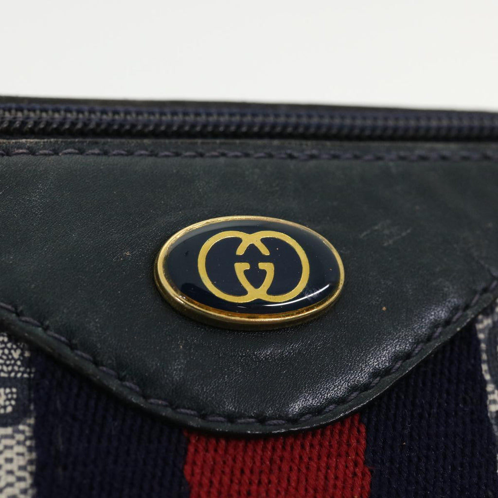 GUCCI GG Canvas Sherry Line Boston Bag Gray Red Navy 010.378... yk5821B