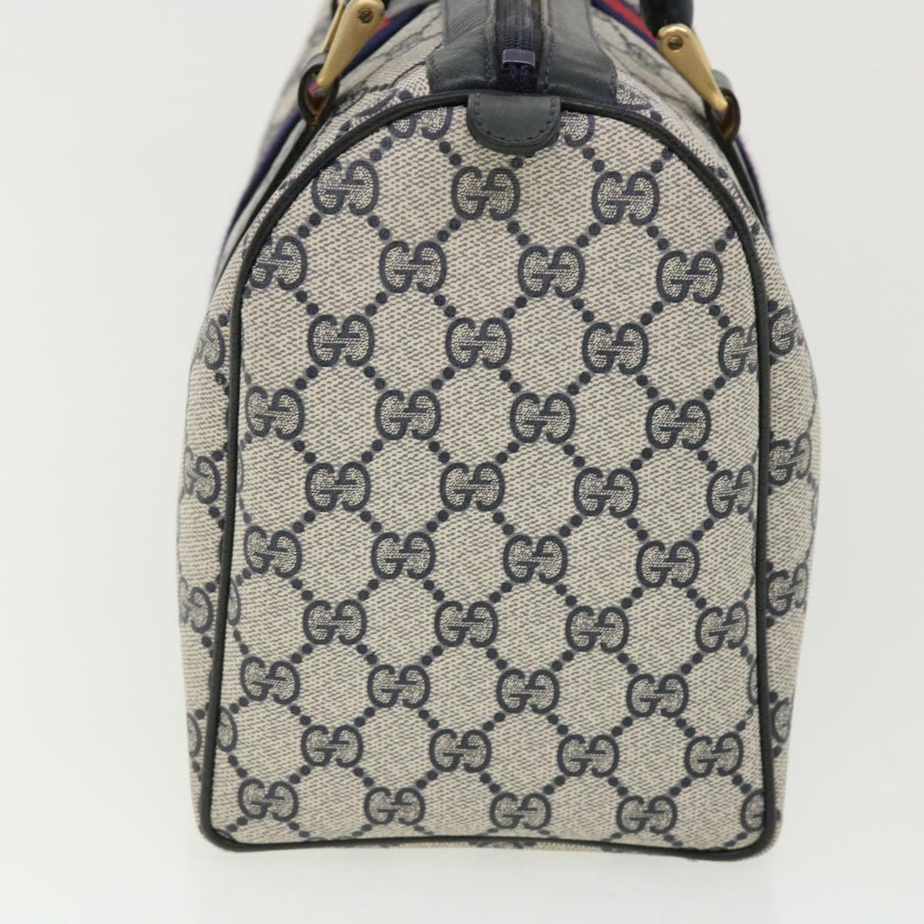 GUCCI GG Canvas Sherry Line Boston Bag Gray Red Navy 010.378... yk5821B