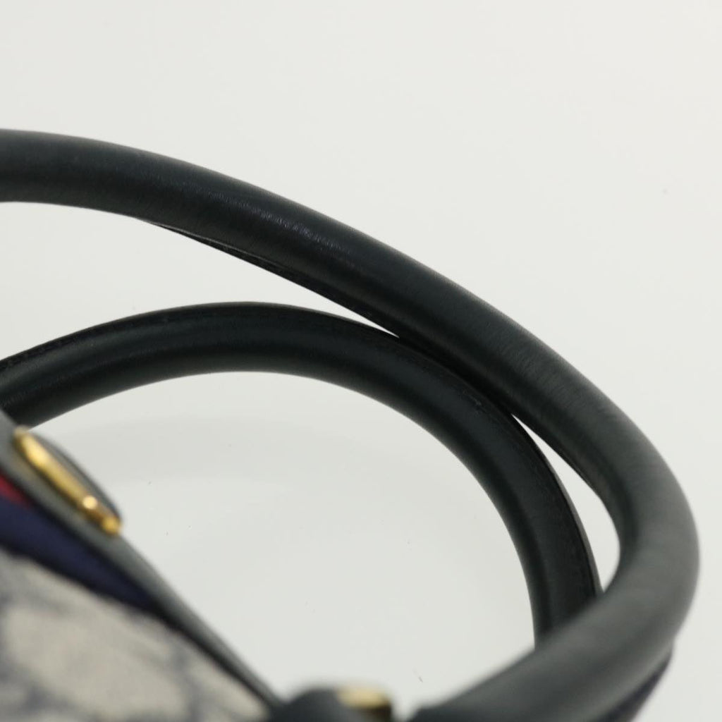 GUCCI GG Canvas Sherry Line Boston Bag Gray Red Navy 010.378... yk5821B