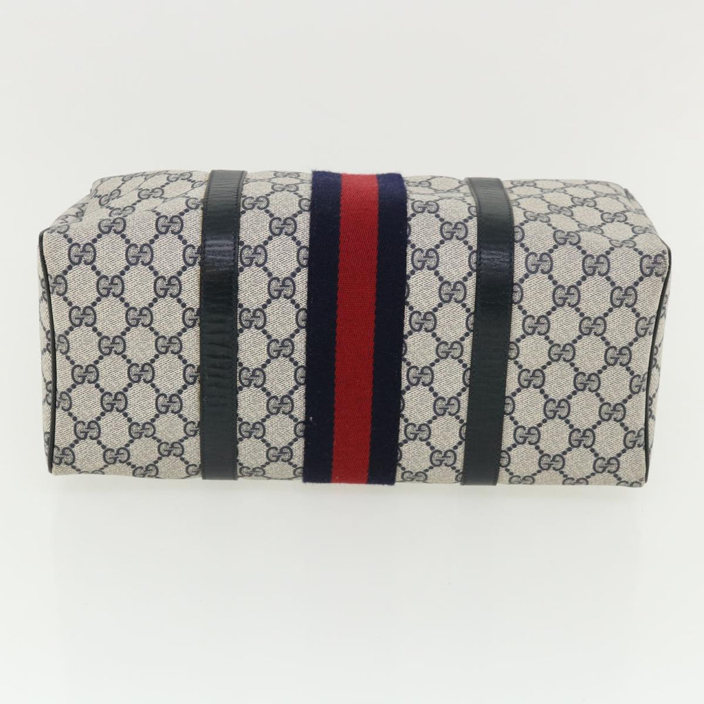 GUCCI GG Canvas Sherry Line Boston Bag Gray Red Navy 010.378... yk5821B
