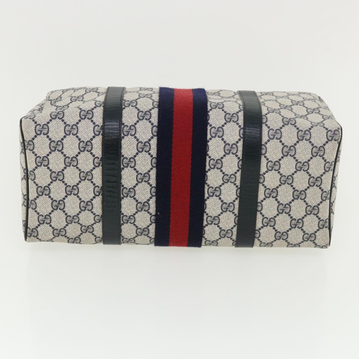 GUCCI GG Canvas Sherry Line Boston Bag Gray Red Navy 010.378... yk5821B